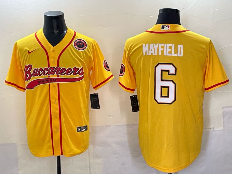 Men 2025 Tampa Bay Buccaneers #6 Mayfield Yellow Joint Name Nike Limited NFL Jersey style 06